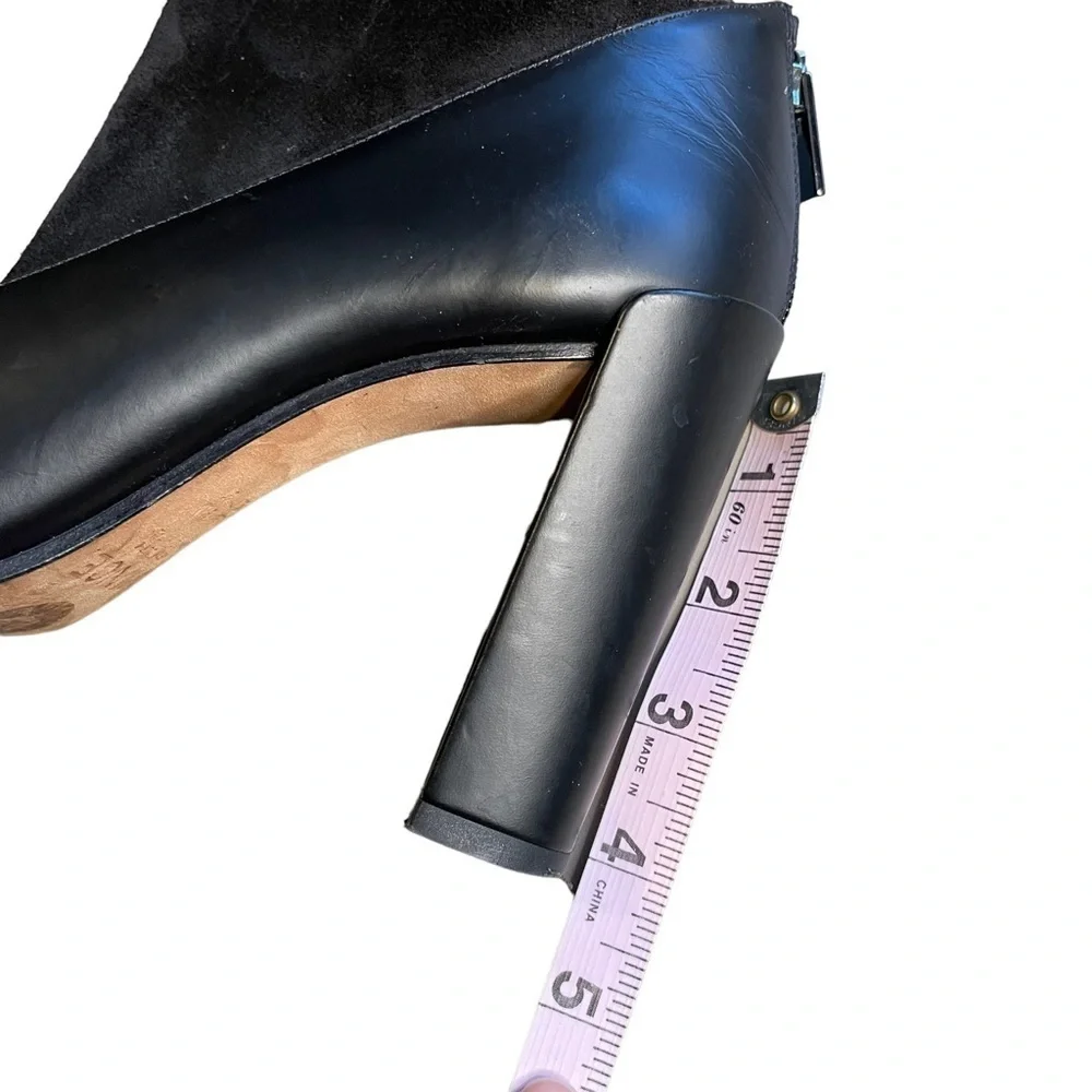Vince Bayard Two-Tone Leather Open-Toe Booties, Black Size US 6.5 EUR 37